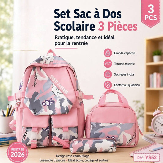 Set Sac à Dos Scolaire 3 Pièces – Sport Fashion