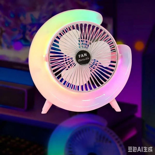 Ventilateur de Bureau USB avec Lumière LED
